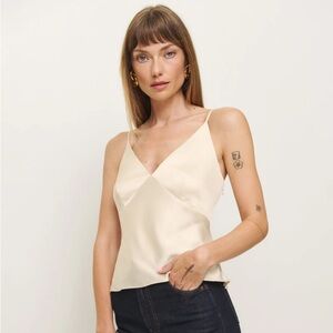 Reformation Mickey Satin Top - Almond